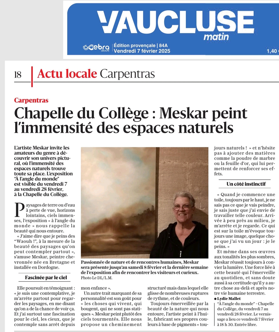 Vaucluse Matin - Exposition à la Chapelle du Collège - Carpentras Février 2025