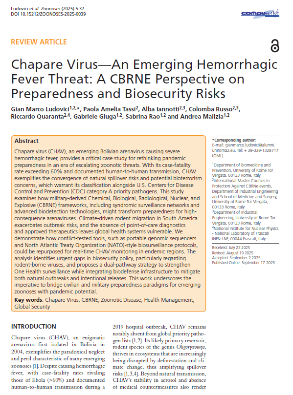Chapare Virus: An Emerging Hemorrhagic Fever Threat with CBRNE Implications