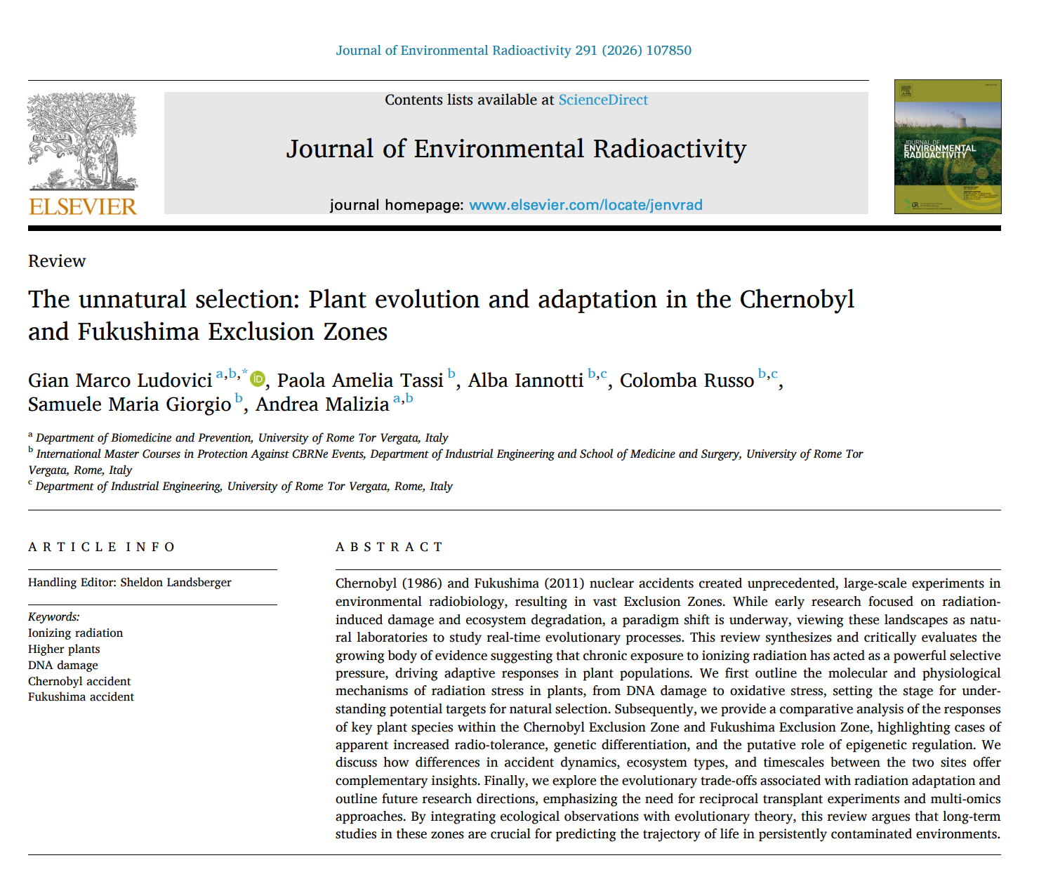 The Unnatural Selection – Plant Evolution and Adaptation in the Chernobyl and Fukushima Exclusion Zones