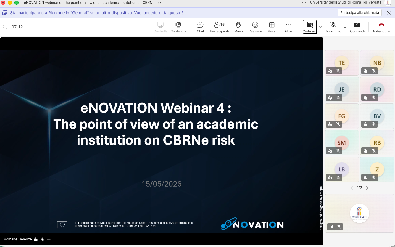 eNOVATION Webinar Highlights the Academic Perspective on CBRNe Risk Management