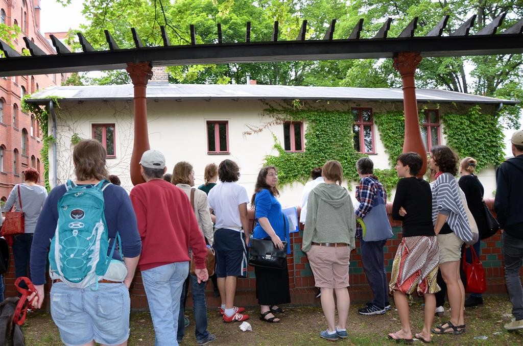 Blick auf die Zeichnung des Mühlenradhauses der Panke-Mühle
