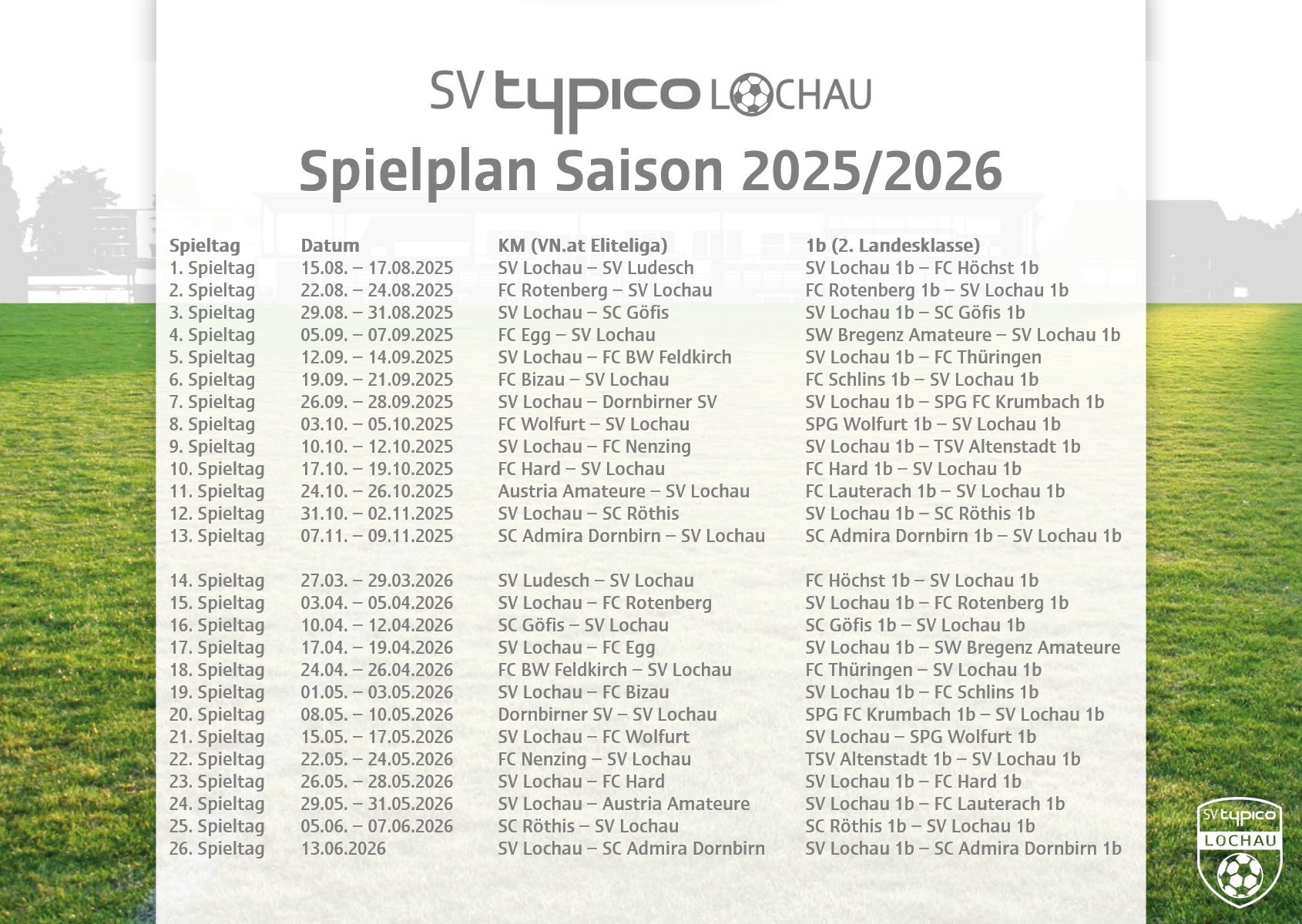 Spielplan Saison 2025/2026