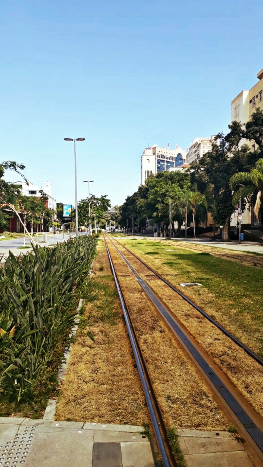 Trilhos do VLT próximo à estação "Parada dos Museus".