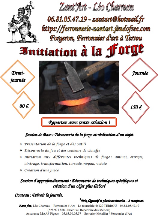 Découverte et Initiation Forge - Léo CHARREAU - Zant'Art - Lot (46)