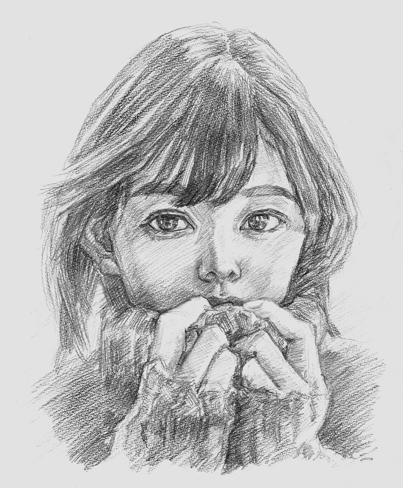 Juliet 女性の肖像画 鉛筆画 木炭紙 Juliet 女性の肖像画 鉛筆画 木炭紙