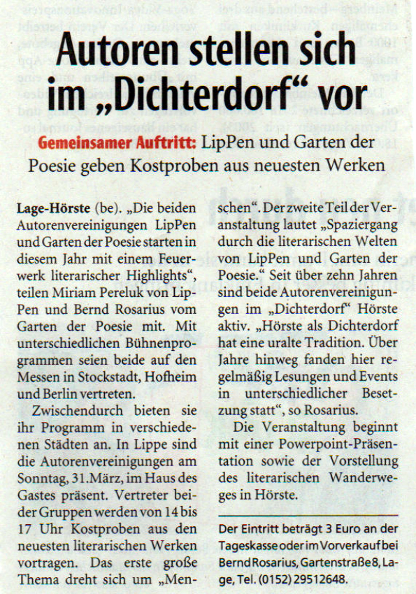 Presseartikel Lippische Landeszeitung vom 01.03.19