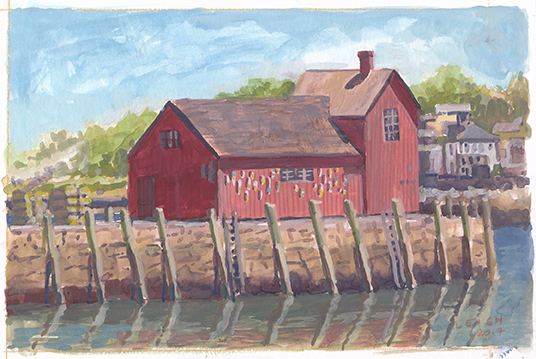 Motif, plein air, Gouache, 5 x 7 in., SOLD