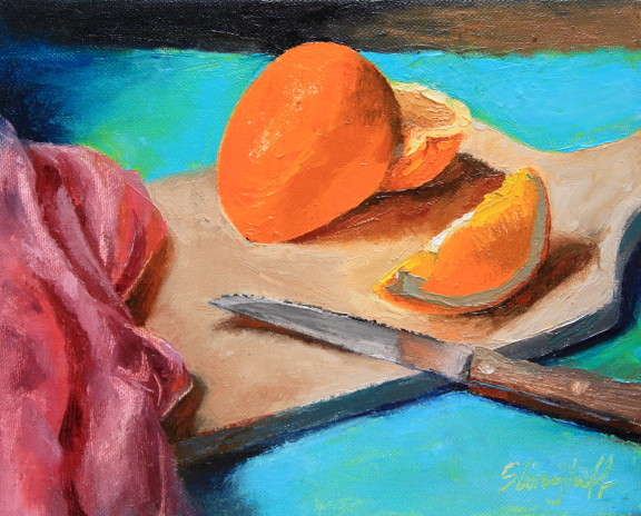 Freshly Sliced AKA Strange Arrange L'Orange, Oil, 8x10"-- SOLD