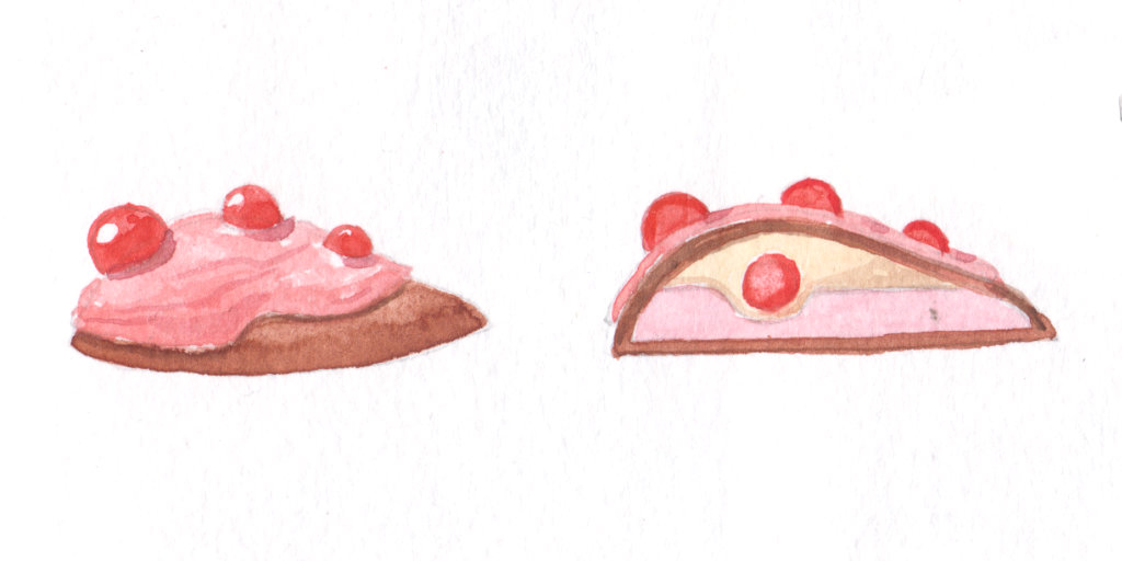 Aquarell Praline "Erdbeer-Chili-Bubbles"