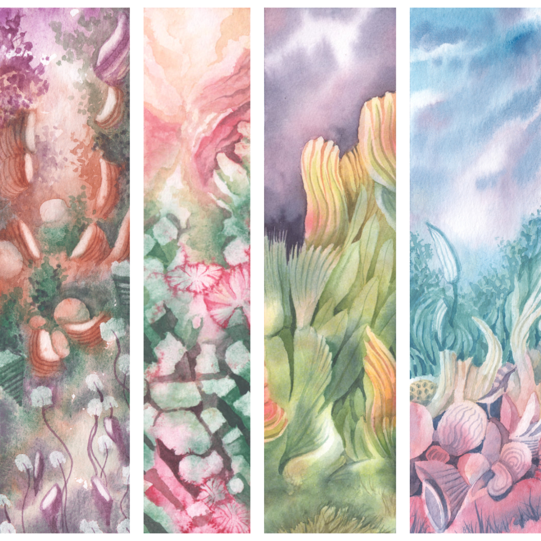 Aquarell-Lesezeichen in Spontane-Malerei-Technik