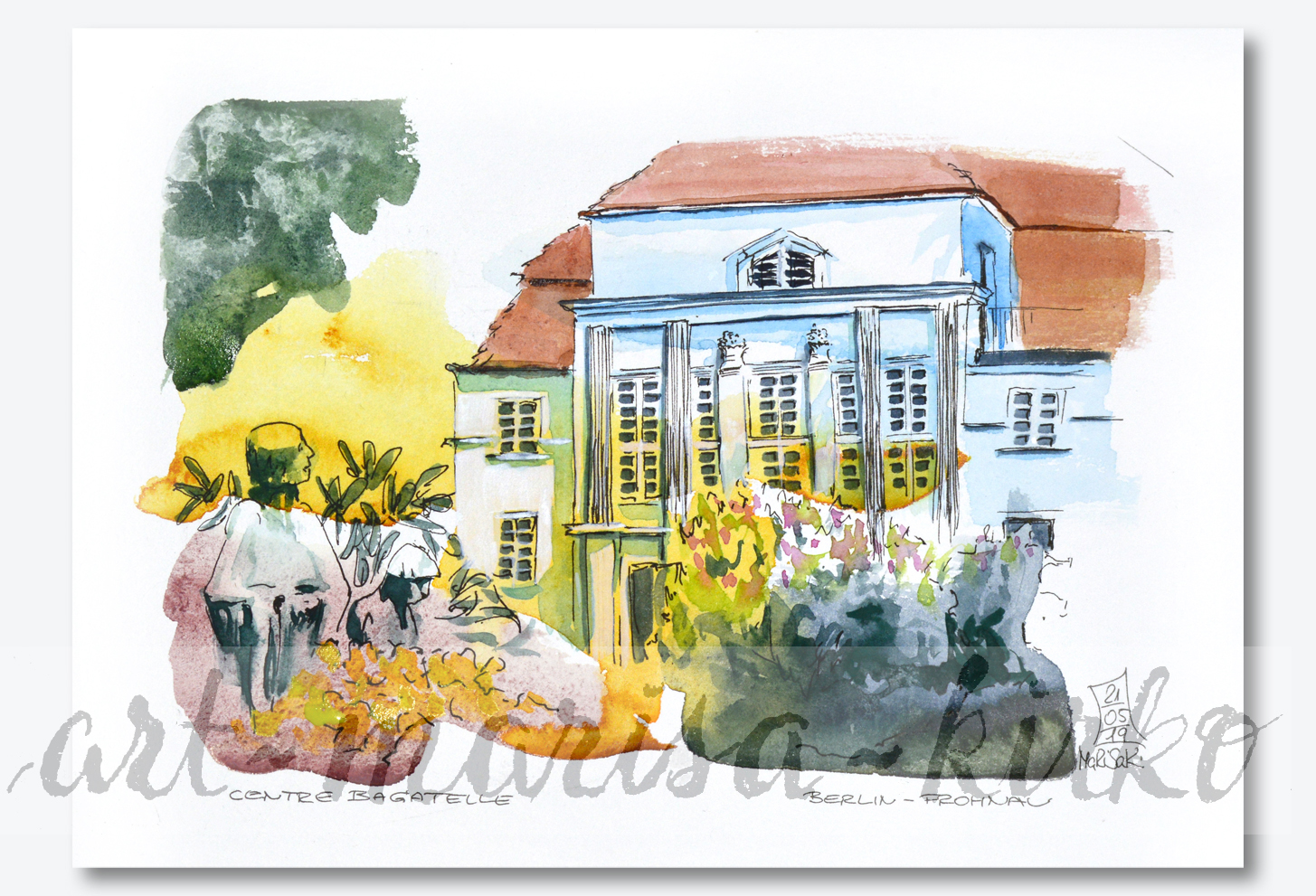 Centre Bagatelle Frohnau - Urban Sketch - vor Ort gemalt -  Marisa Kirko