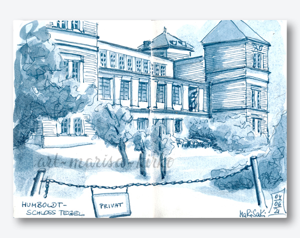 Humboldt-Schloss Schloss Tegel  - Urban Sketch - vor Ort gemalt - Marisa Kirko