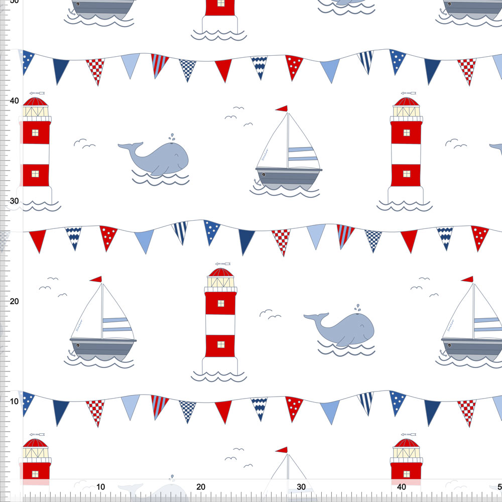 Jersey Maritim Leuchtturm Anker Boot 50 X 150 Cm Nahen Stoff