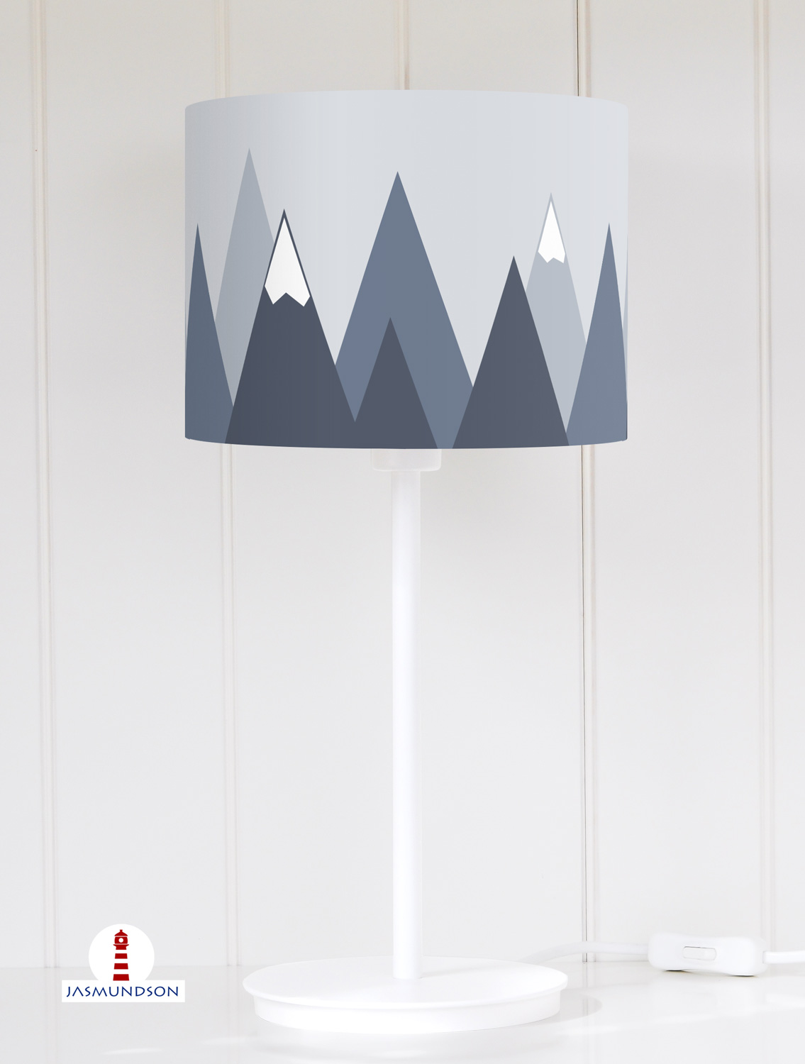 Jasmundson Tischlampe Kinderzimmer Berge In Graublau Aus