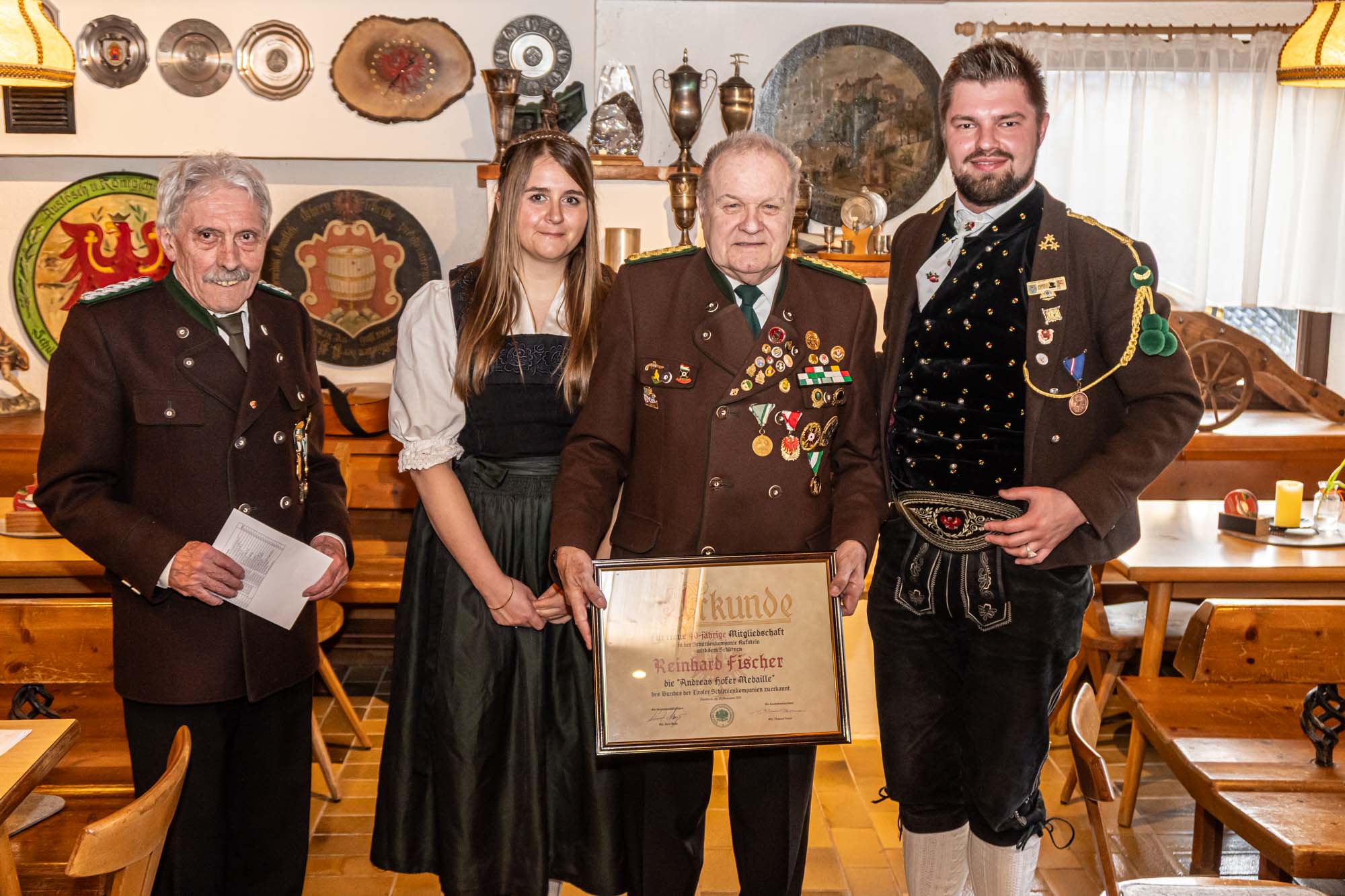 Reinhard Fischer, 40 jährige Mitgliedschaft und Verleihung der Andreas Hofer Medaille