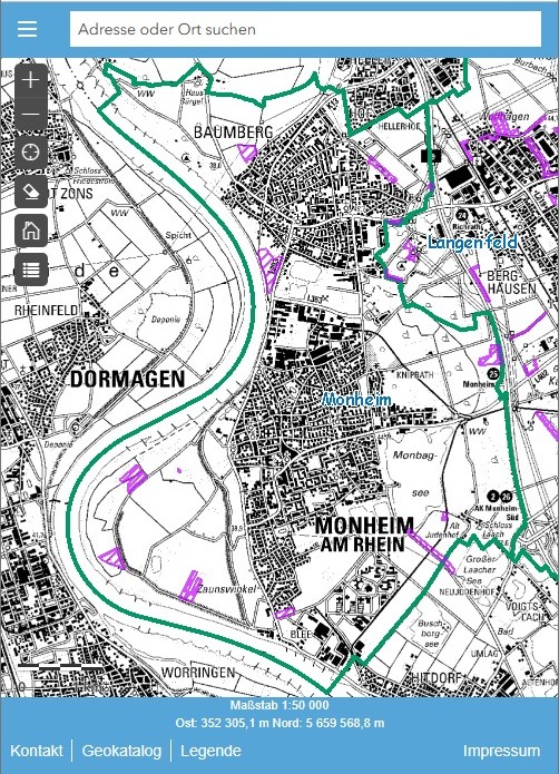 Screenshot des Geoportals vom 20.07.2023