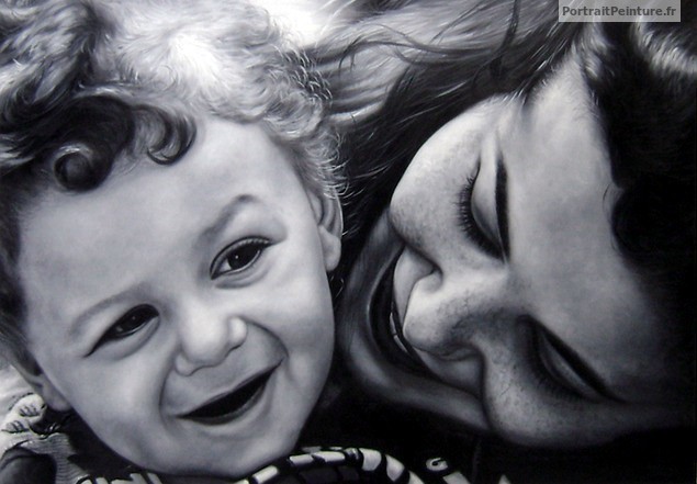 portrait-famille-peinture-noir-et-blanc