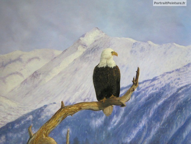 peinture-huile-portrait-aigle-animal