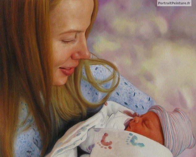 peinture-portrait-personnalisé-bebe-famille-tableau-enfant