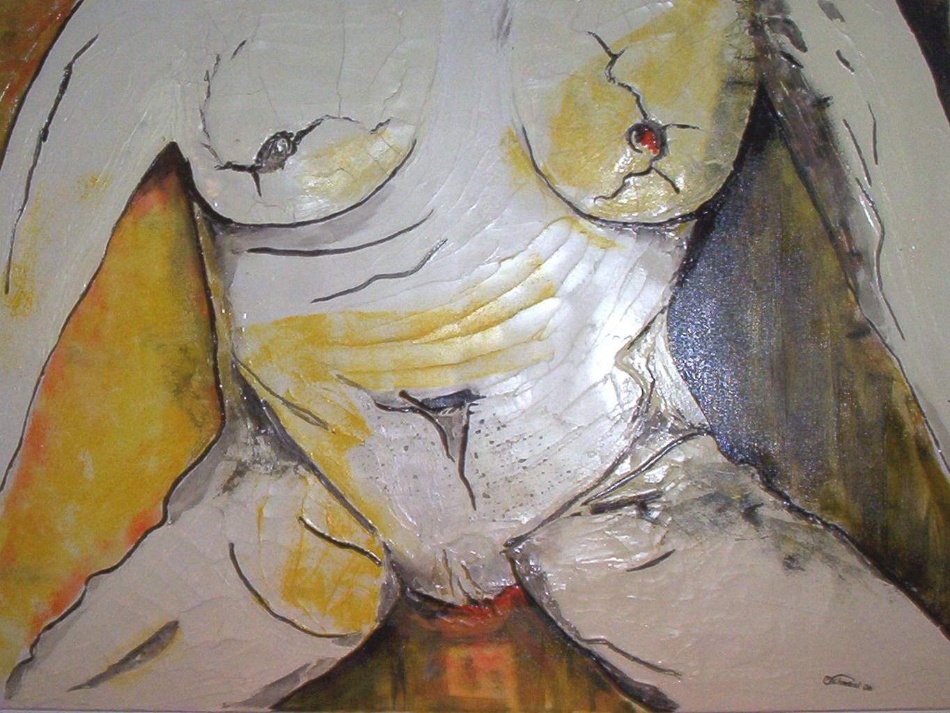 Frau nackt - Größe 1 x 1 m / Acryl und Spachtelmasse
