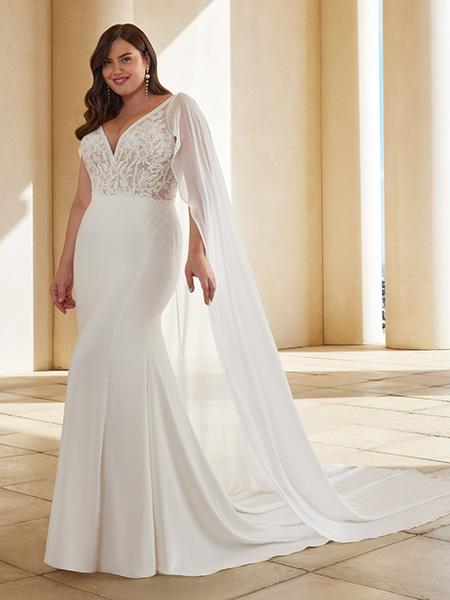 Preisreduziertes Plussize Brautkleid Martha Blanc Größe 48