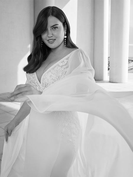 Preisreduziertes Plussize Brautkleid Martha Blanc Größe 48