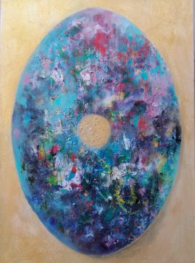Gott macht alles neu. Zweite Version. Gemälde von Gabriele Koenigs (2025). Mischtechnik auf Leinwand 50 cm x 70 cm. Als Original erhältlich