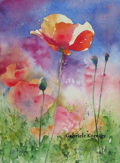 Sommerfreuden. Aquarell von Gabriele Koenigs (2017). Privatbesitz. Als Doppel-Kunstkarte erhältlich