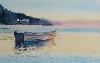 Sanft wie der Morgen. Aquarell von Gabriele Koenigs. Als Doppelkarte, Kunstdruck und als Original erhältlich