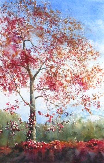 Verwandlung (vorläufiger Titel). Aquarell von Gabriele Koenigs (2025). Im Passepartout für Bilderrahmengröße 50 cm x 70 cm. Als Original erhältlich