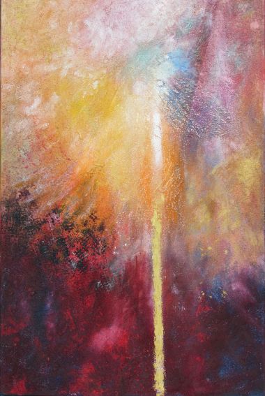 Lichtstrahl aus der Ewigkeit . Ölgemälde auf Leinwand von Gabriele Koenigs (2021). 40 cm x 60 cm. Als Original erhältlich