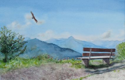 Aus der Ruhe kommt die Kraft. Aquarell von Gabriele Koenigs (2025). Im Passepartout für Bilderrahmengröße 60 cm x 45 cm. Als Original erhältlich