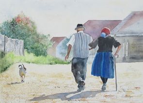 Alte Liebe. Aquarell von Gabriele Koenigs. Als Kunstkarte erhältlich, als Kunstdruck und als Originalbild. 