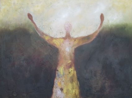 Bleibt in der Liebe. Gemälde in Mischtechnik auf Leinwand von Gabriele Koenigs (2025). 80 cm x 60 cm. Privatbesitz
