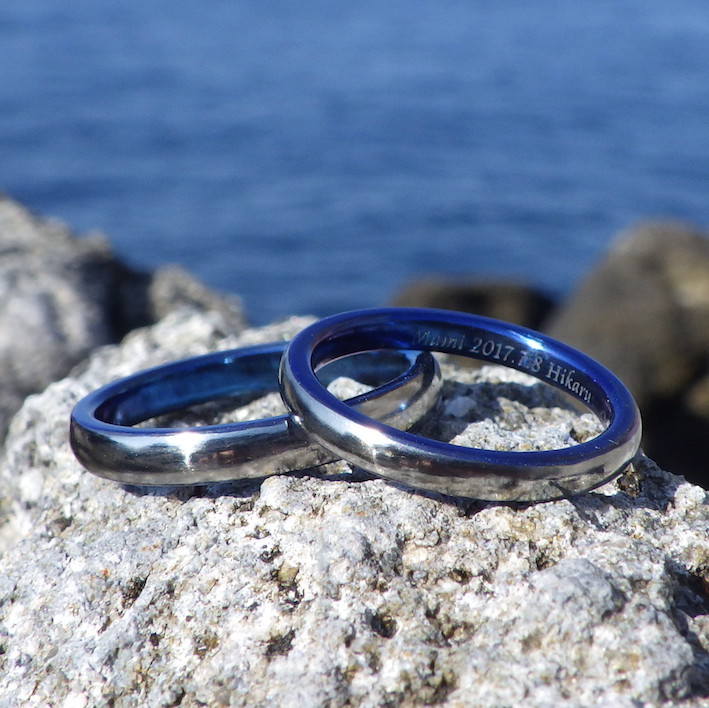 Beautiful royal blue Hafnium wedding rings TOKYO DIAMOND Co. Ltd