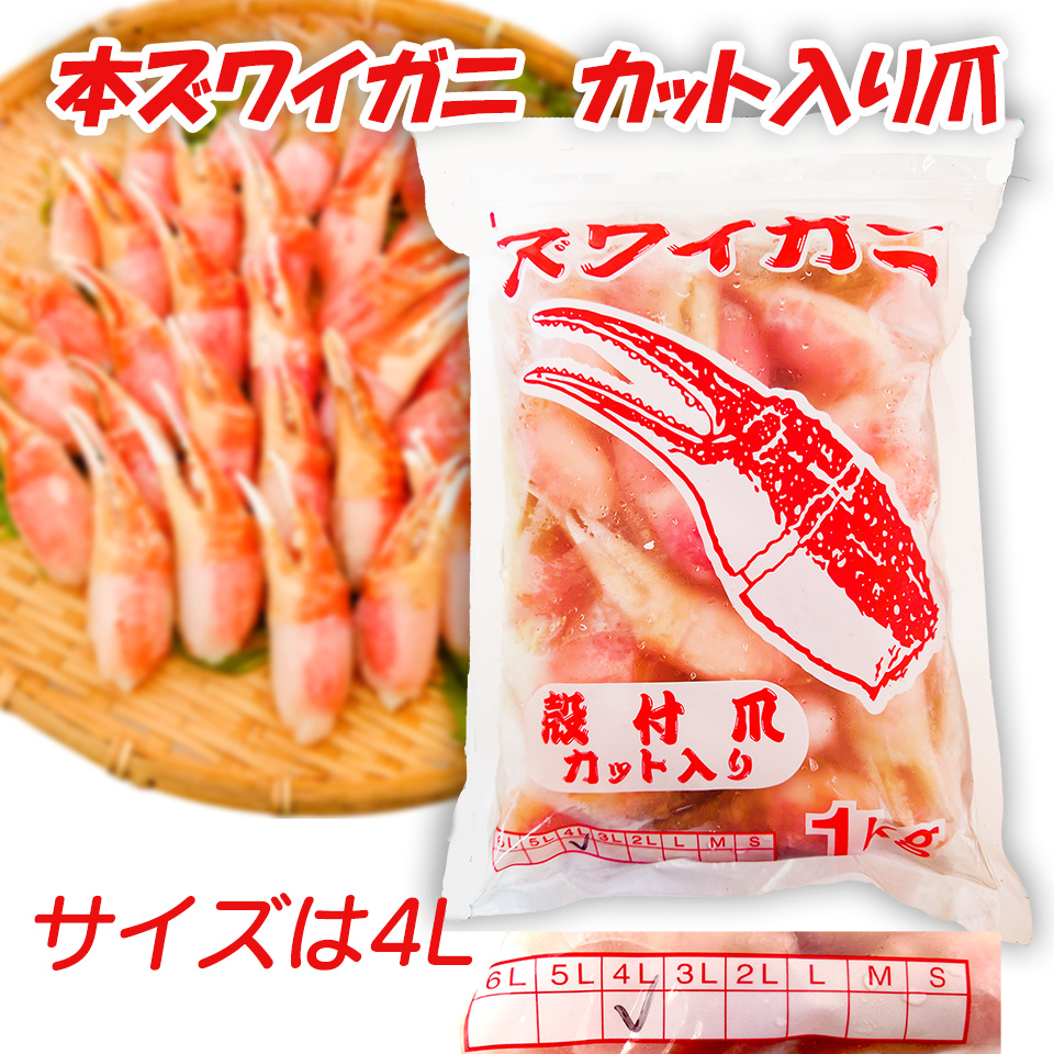 本ズワイガニ爪1kg スリットあり　カナダ産　日本加工