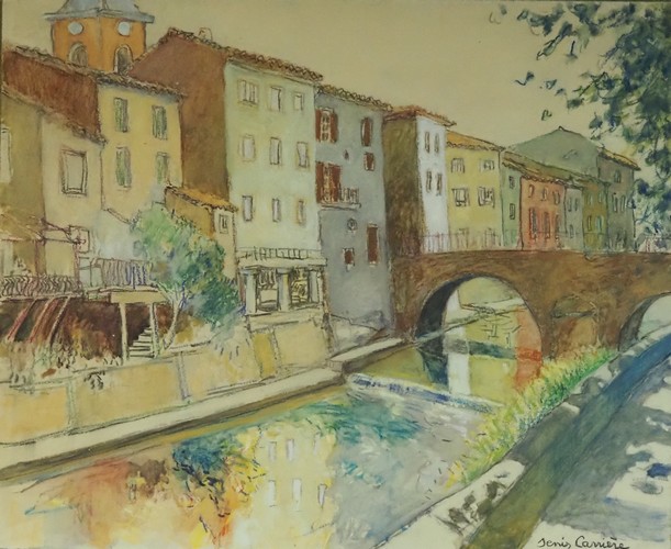 11-Saint-Chinian, la rivière, technique mixte (fusain, pastel, huile) sur bois médium, format 60 cm x 73 cm, prix : 850 €