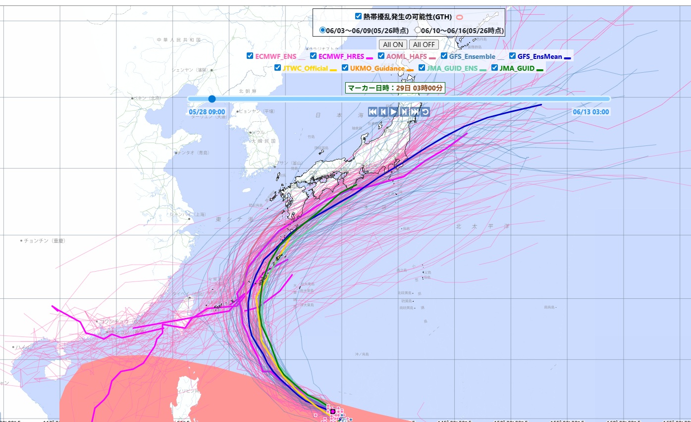 台風6号（JANGMI)予想進路