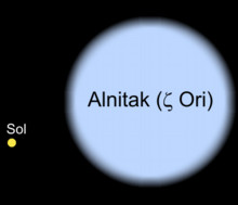 Comparacion entre Alnitak y el sol  (a escala)