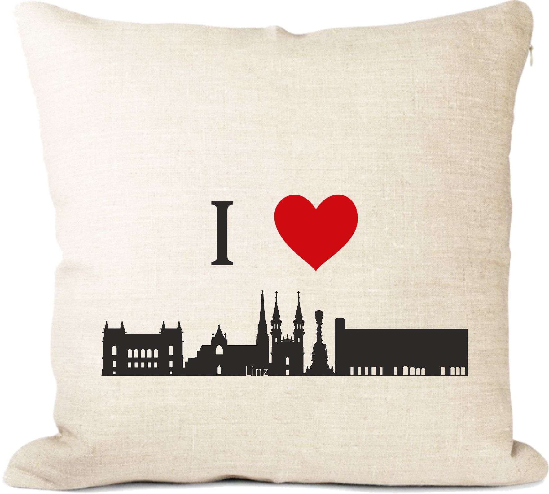 Canvas-Kissen 40x40cm mit Flock "I love Linz"