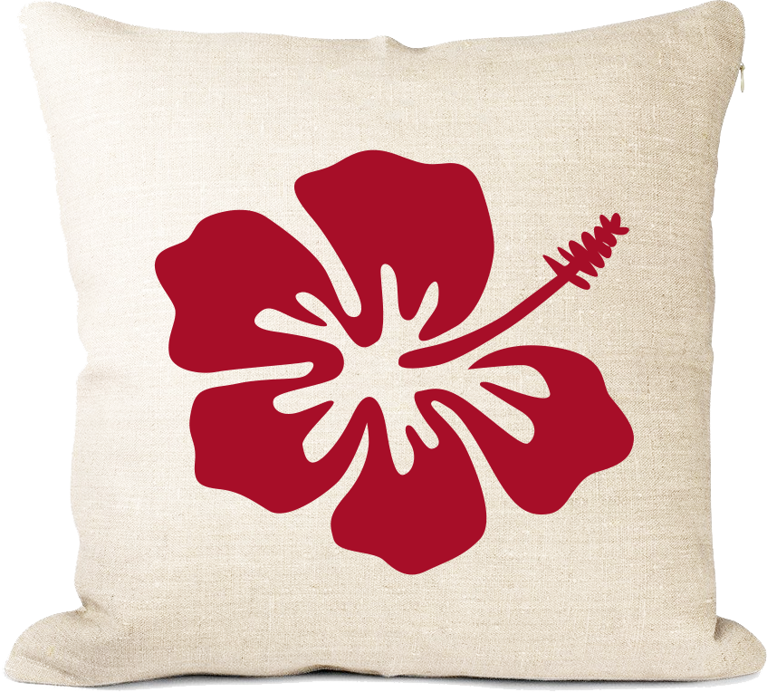 Kissen mit Flockdruck "Hibiskus"