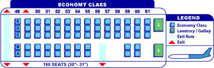 Sitzplan der 160-sitzigen MD-83 ab den Notausstiegen bis zum Heck/Courtesy: Korean Air