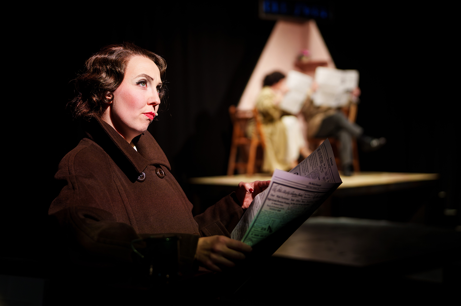 Marion Wulf als "Agatha Christie" in "Vermisst! Was geschah mit Agatha Christie?" am TfN © Clemens Heidrich