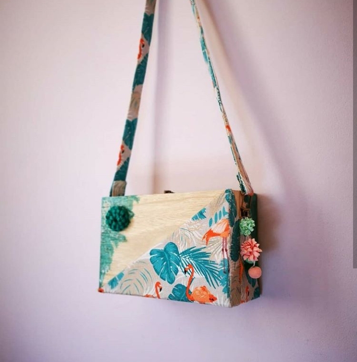 Bolso de madera "FLAMENCOS"