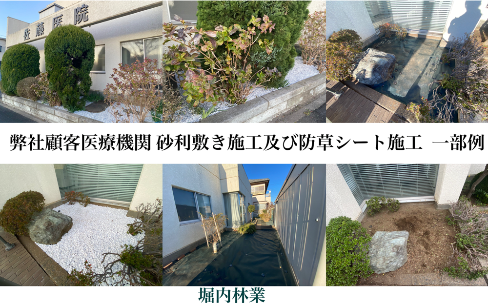 千葉県流山市 弊社顧客医療機関での砂利敷き施工例 一部分です。 医療機関でのテレビドラマ撮影予定にて庭部を和風玉石、正面への砂利敷設等リフレッシュを行いました。