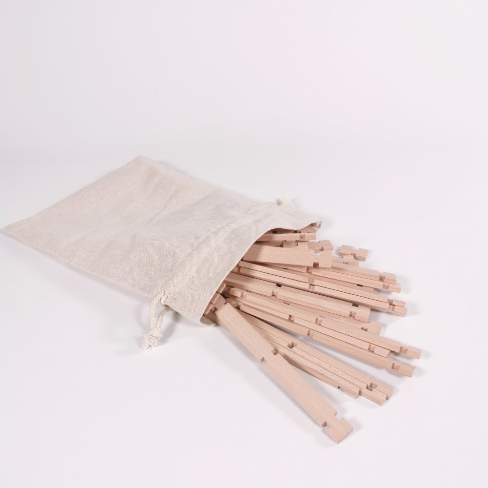 Bausteine im Jutebeutel -  aus Holz – Bausatz passend für Schleich® Pferde