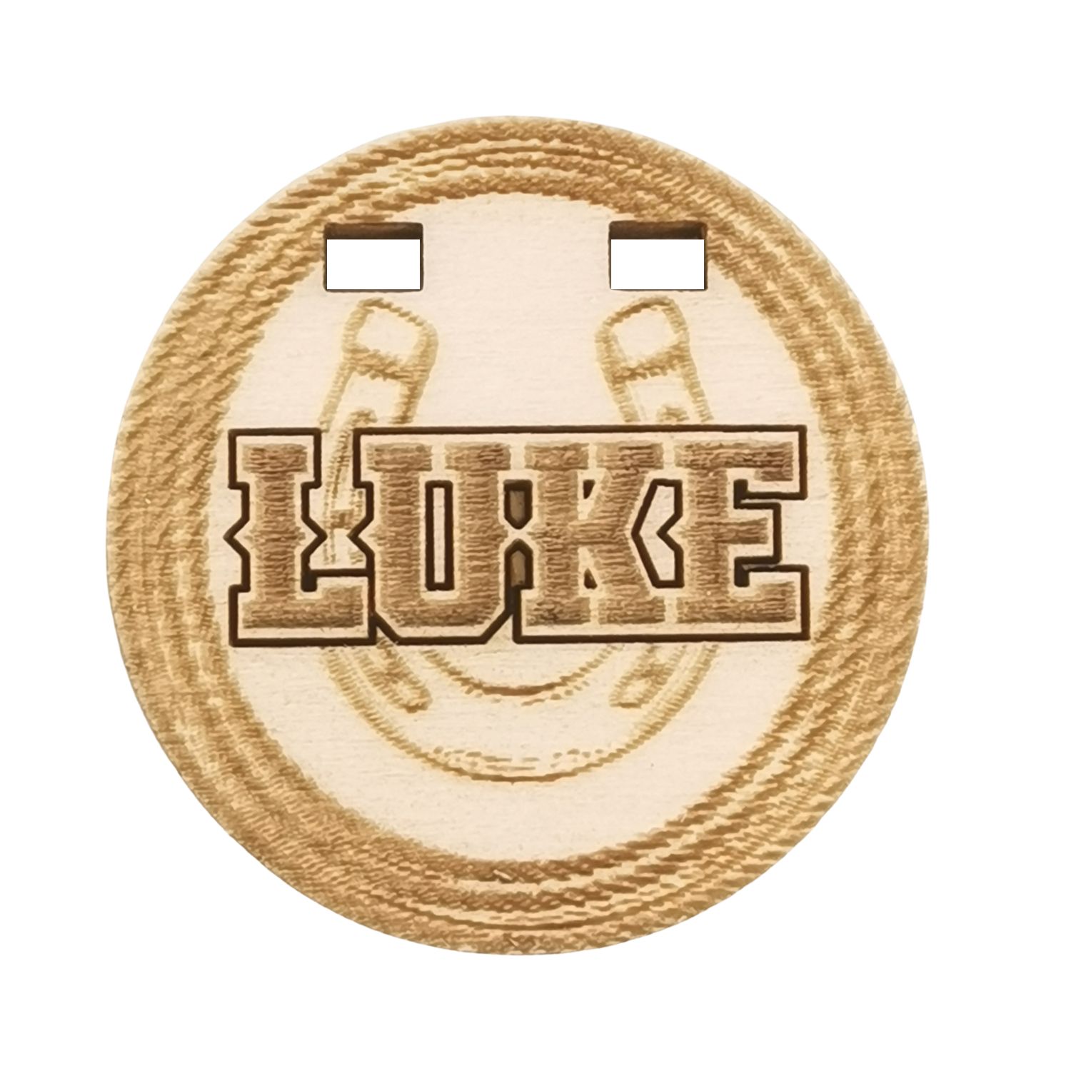 Rundes Pferdeboxenschild mit Hufeisen-Motiv - Maßstabsgerechtes Stallzubehör.
