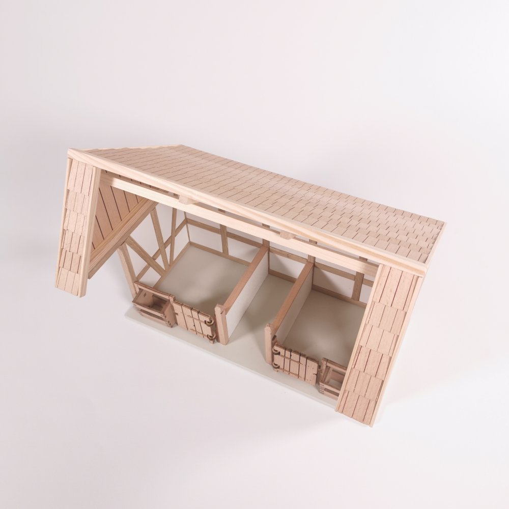 Draufsicht des Pferdestall - Remise aus Holz – passend für Schleich® Pferde