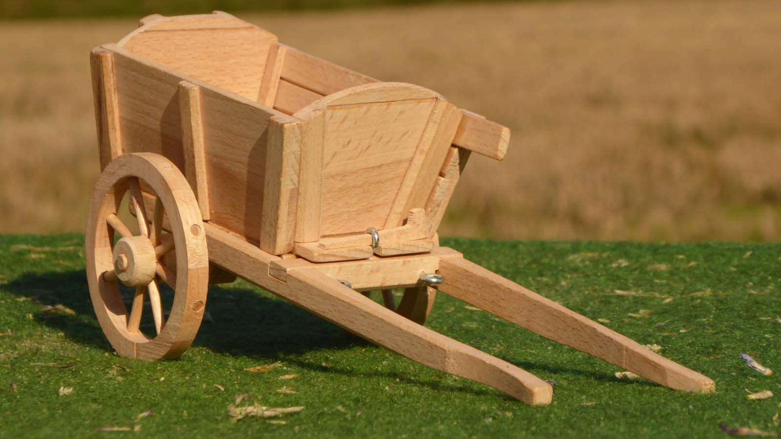 Vorderansicht der Pferdekarre aus Holz