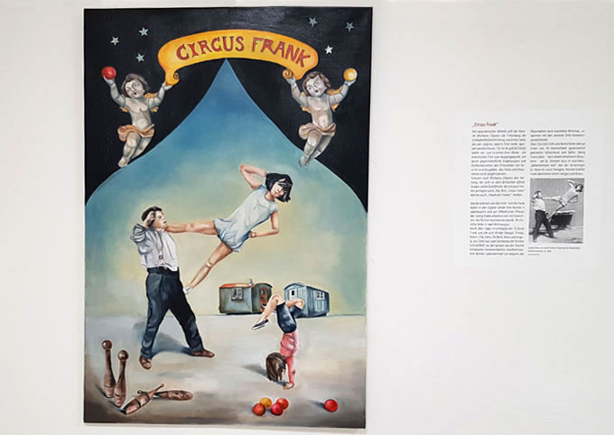 Gemälde der Zirkusaufführung Familie Frank im Gröschlerhaus
